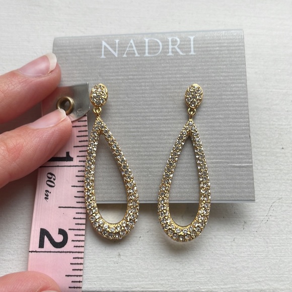 NWT Nadri Open Long Crystal and Gold Teardrop Earrings - Picture 5 of 6